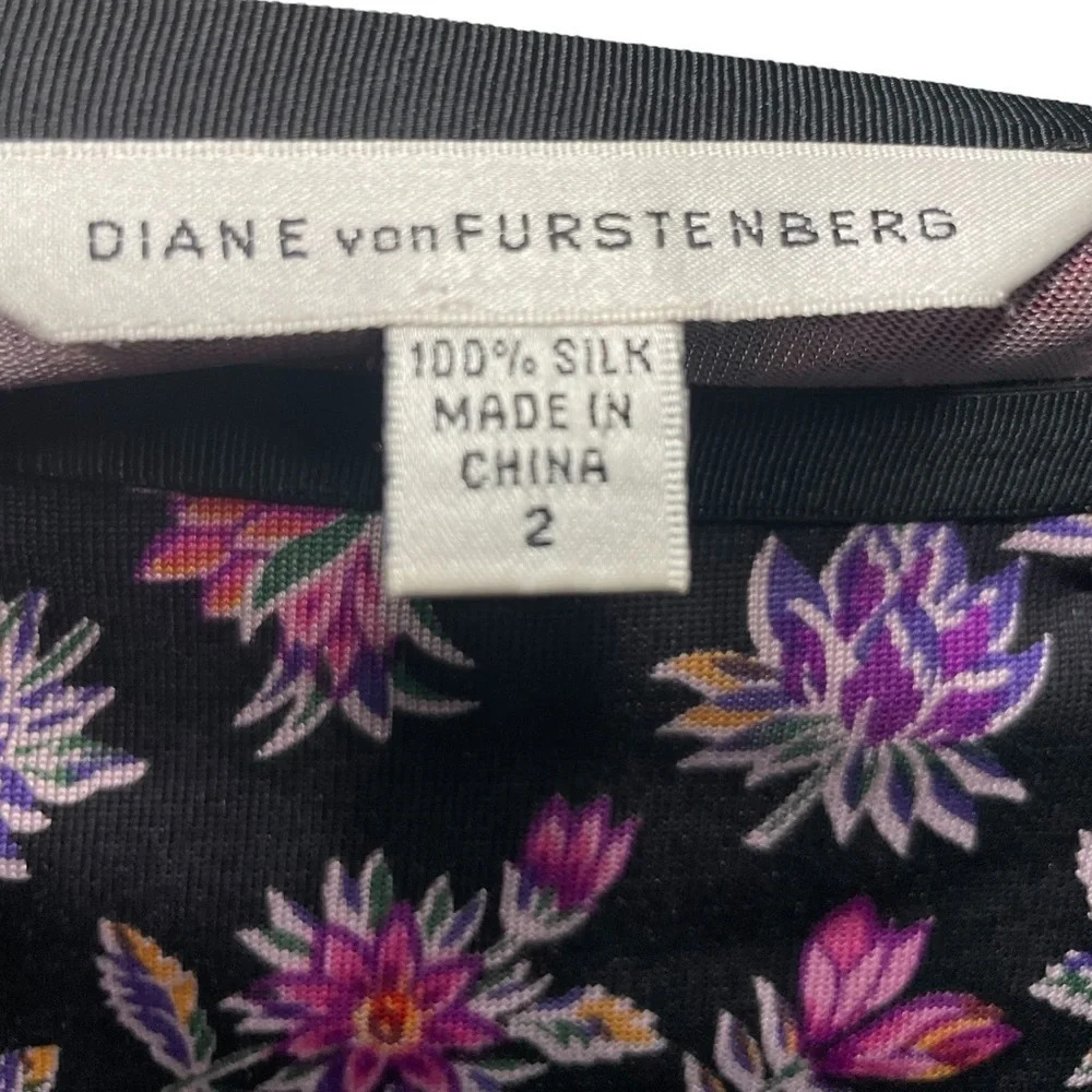 Diane Von Fustenburg Silk Floral Skirt MIDI Size 2 Preppy Summer Travel Spring - Picture 3 of 5